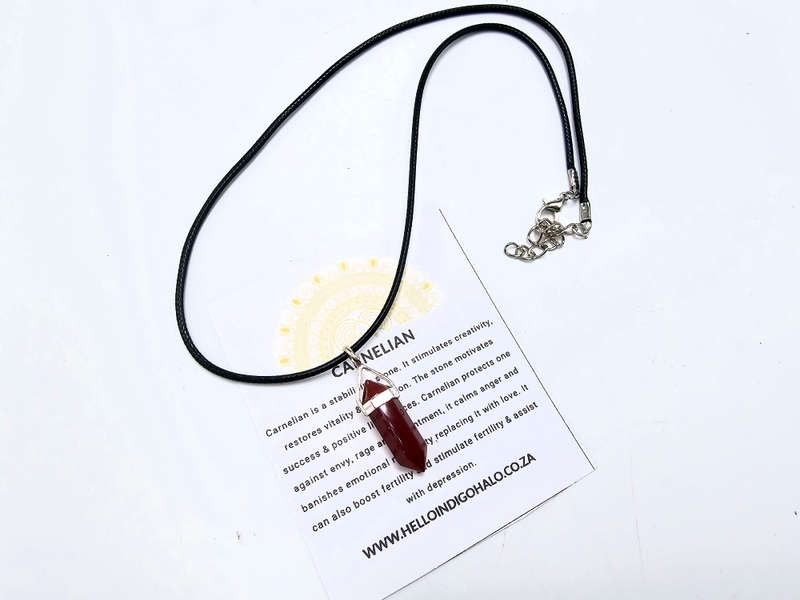 Carnelian Crystal Necklace Mini  (925 Silver)
