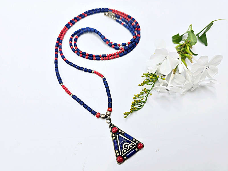 Tibetan Necklace Beaded Triangle