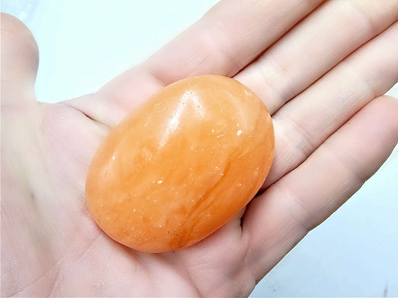 Orange Twist Calcite Palm Stone B (66g)