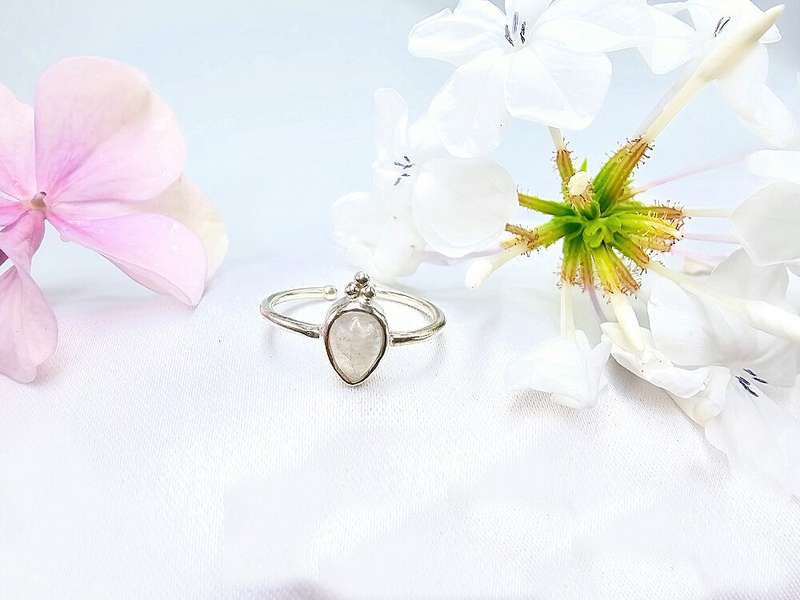 Moonstone Tear Circles Ring (925 Silver)