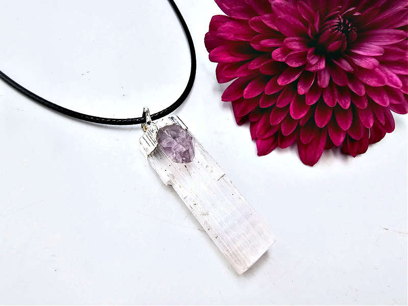 Selenite &amp; Amethyst Necklace