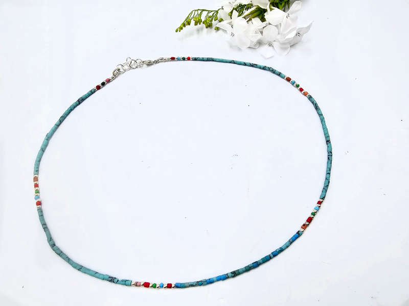 Tibetan Choker Necklace Plain - Turquoise