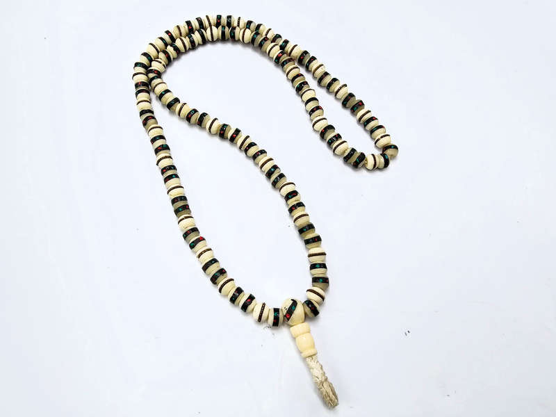 Tibetan Yak Mala Necklace White