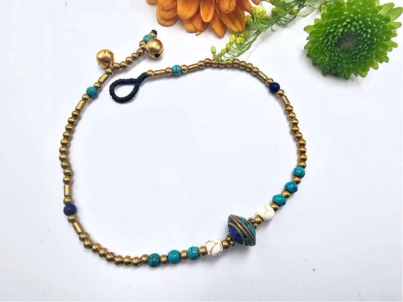 Nepali Bead &amp; Bell Ankle Chain
