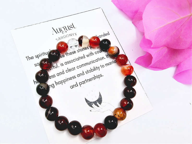 August Birthstone Bangle Sardonyx (8mm)