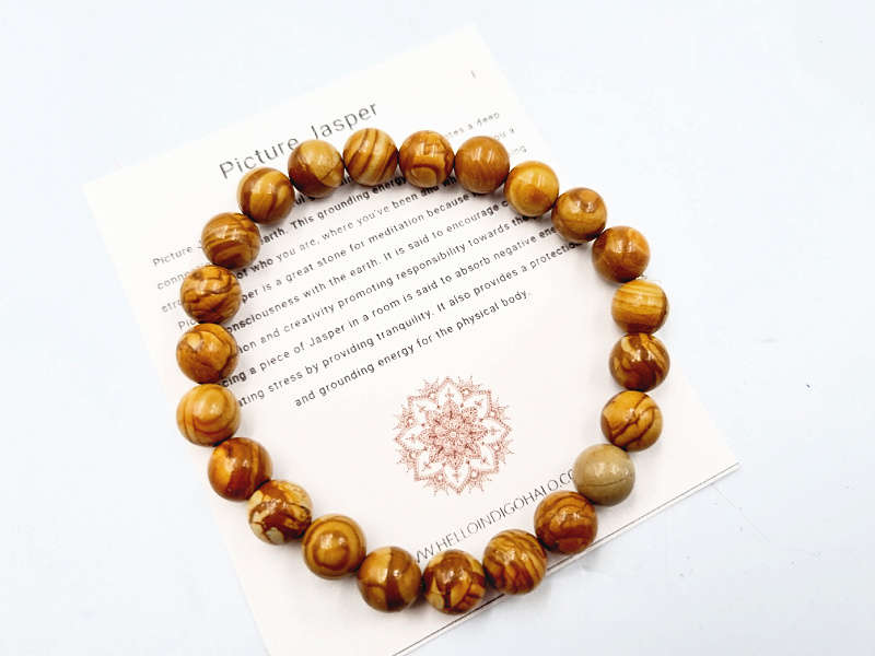 Picture Jasper Bangle (8mm)