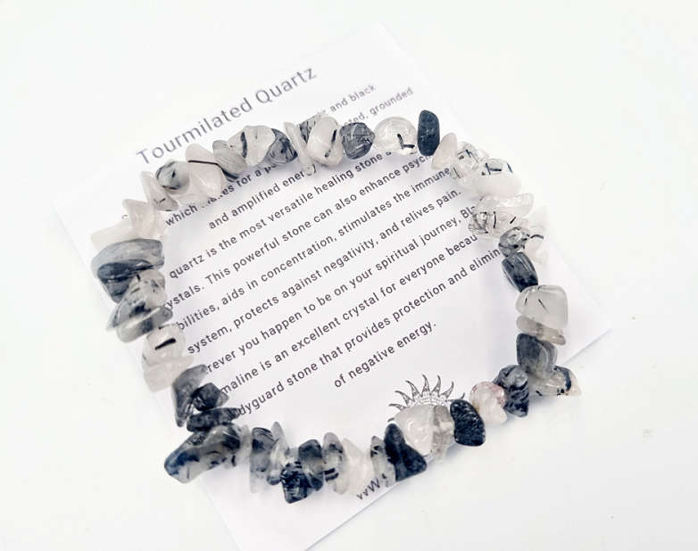 Tourmalinated Quartz Chips Bangle