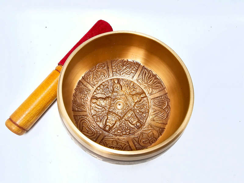 Brass Symbol Tibetan Singing Bowl (Medium)