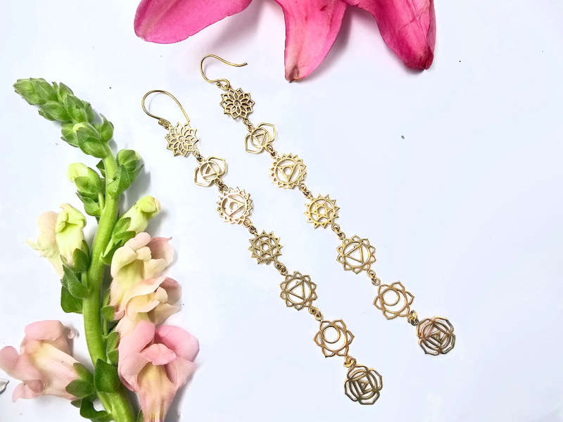 Brass Chakra Symbol Earrings