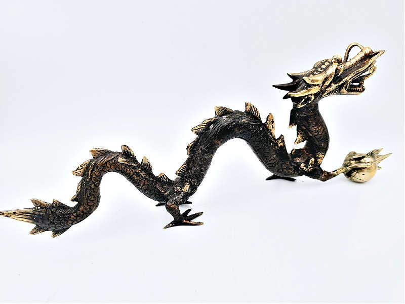 Dragon Statue Black Long Brass (40cm)
