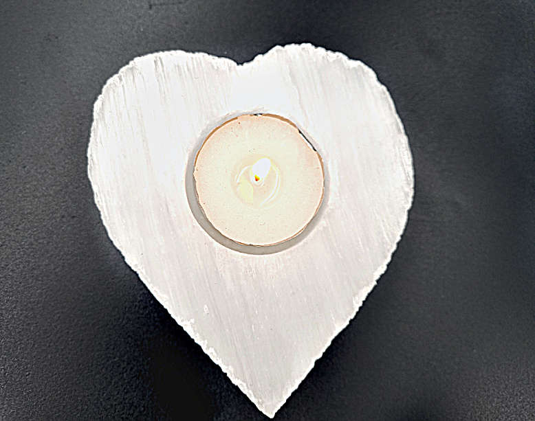 Selenite Heart Candle Holder