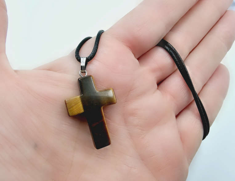 Tigers Eye Cross Necklace