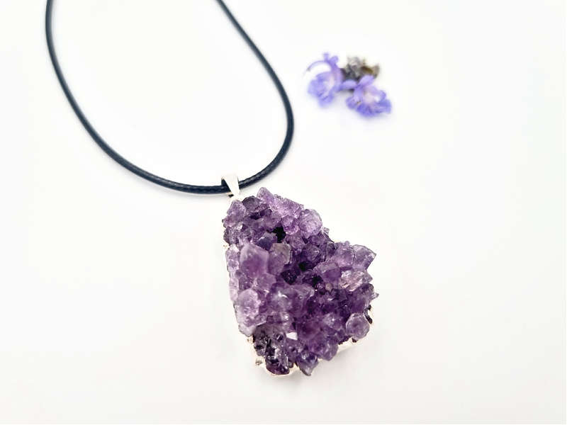 Druzy Amethyst Crystal Necklace
