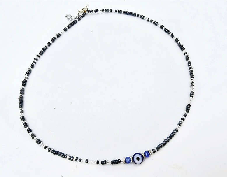 Black Evil Eye Bead Choker Necklace