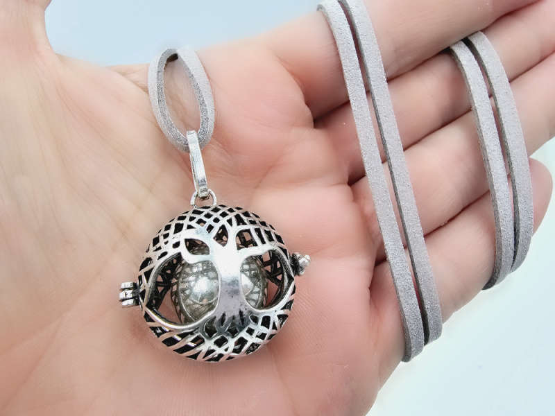 Harmony Bell Tree of Life Necklace (White Brass)