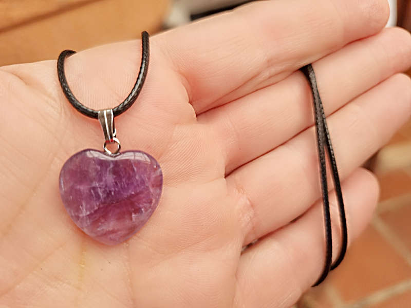 Amethyst Heart Necklace (1.5cm)