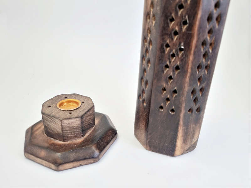 Vertical Wooden Incense Box (Round)
