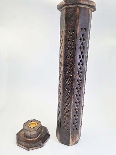 Vertical Wooden Incense Box (Round)