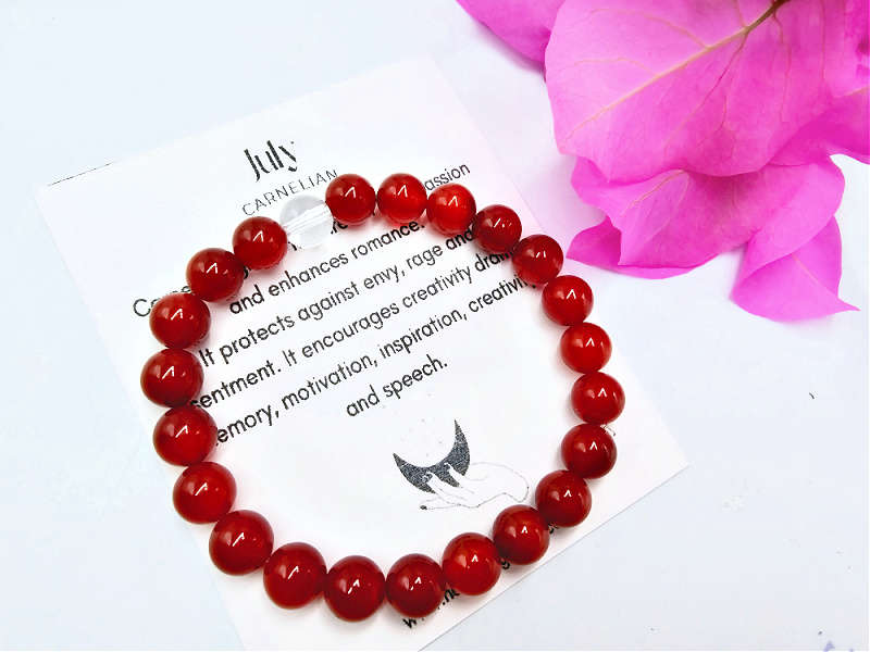 July Birthstone Bangle Carnelian (8mm)