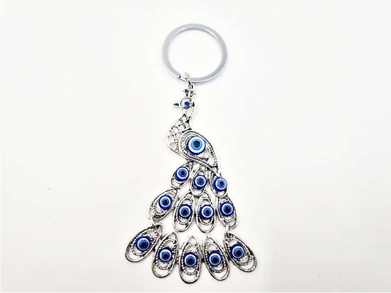 Large Peacock Evil Eye Key Ring