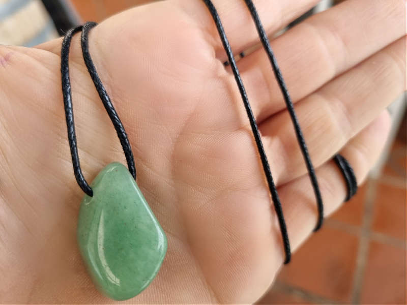 Green Aventurine Tumbled Stone Necklace (Luck)
