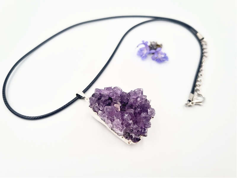 Druzy Amethyst Crystal Necklace