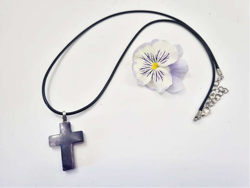 Rainbow Fluorite Cross Necklace