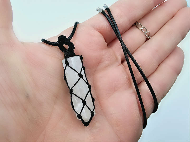 Milky Quartz Braided Point Necklace
