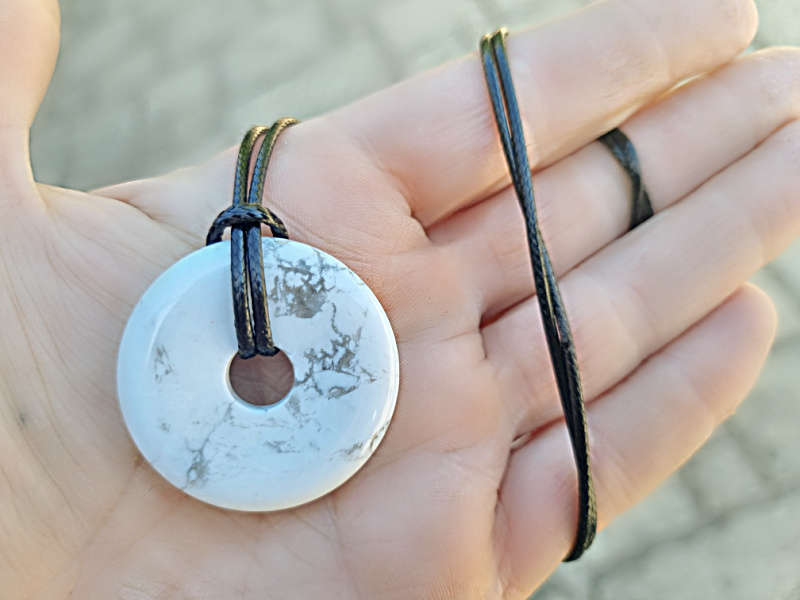 White Howlite Pi Stone Necklace