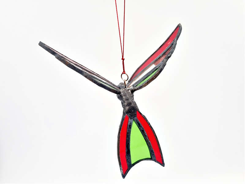 Stained Glass Red Humming Bird (16cm)