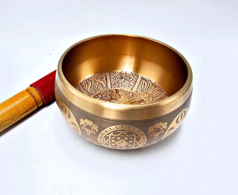 Brass Symbol Tibetan Singing Bowl (Medium)