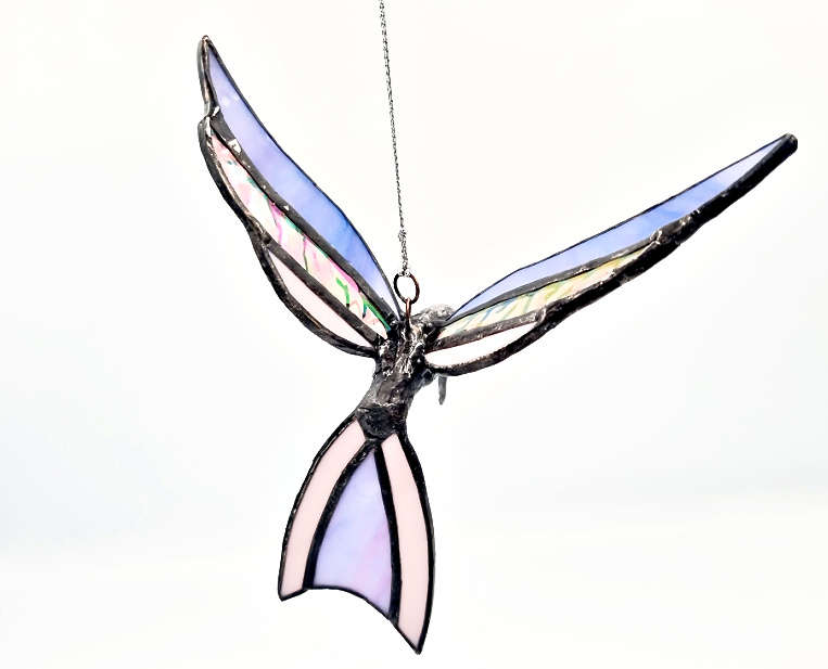 Stained Glass Purple Humming Bird (16cm)