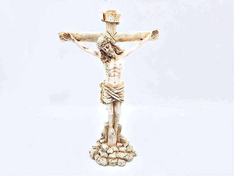 Standing Jesus On A Cross Statue (21cm)