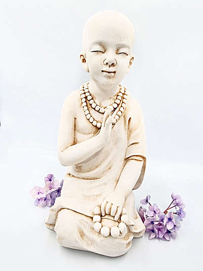 Meditating Monk Statue Mala Beads (32cm)