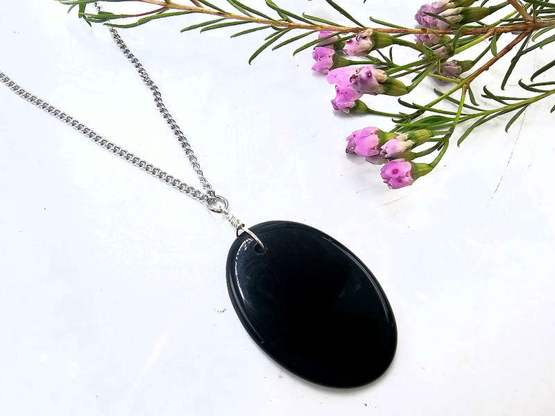 Black Agate Oval Necklace