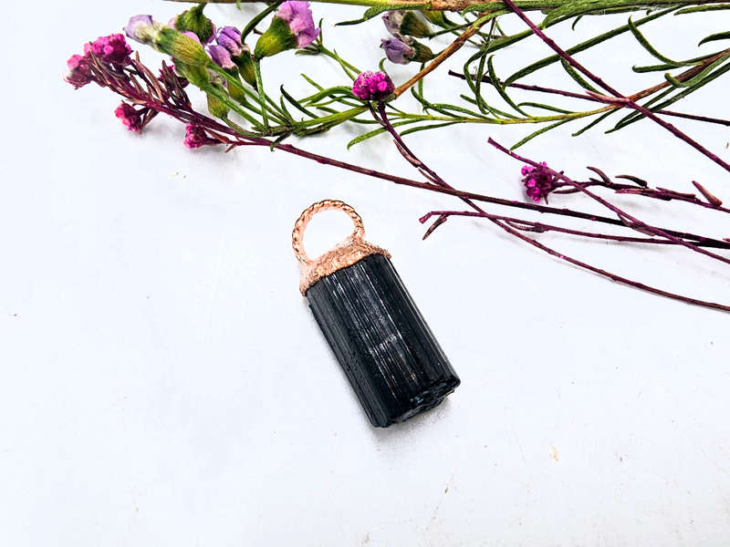 Black Tourmaline Copper Pendant