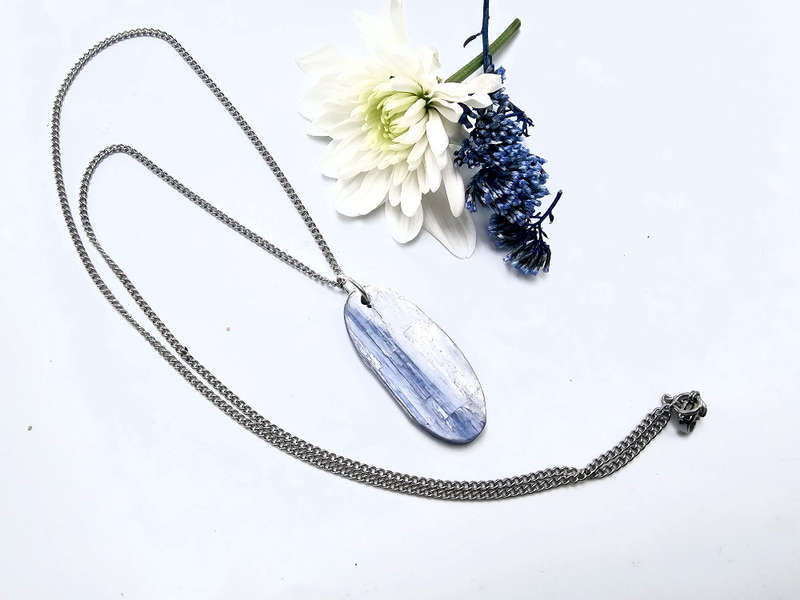 Blue Kyanite Necklace Oval