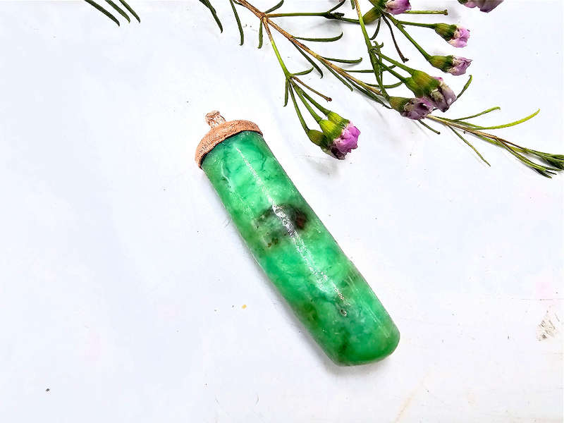 Chrysoprase Wand Copper Pendant