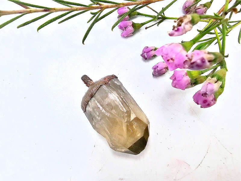 Citrine Point Copper Pendant