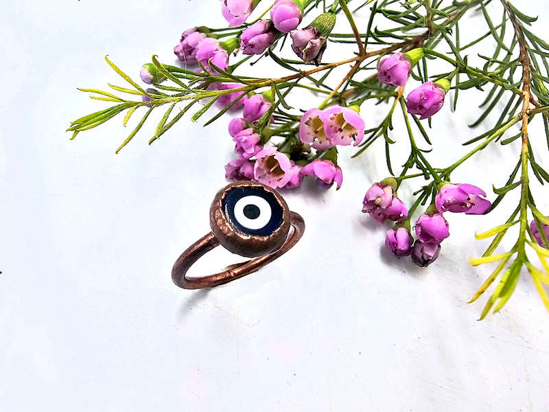 Copper Ring Evil Eye (L)