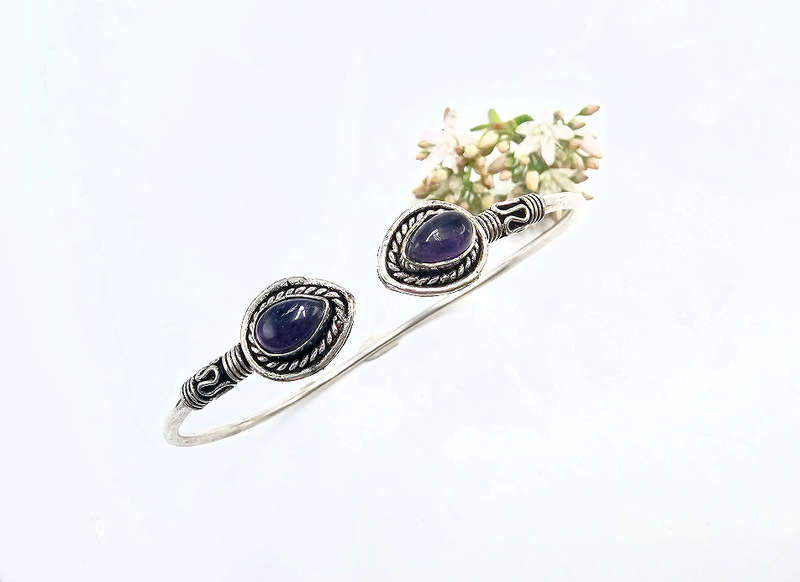 Ethnic BOHO Double Amethyst Bracelet