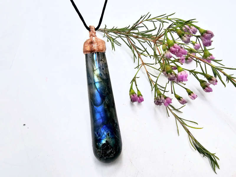 Labradorite Large Copper Pendant