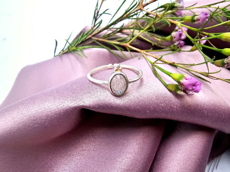 Labradorite Ring Oval (925 Silver)