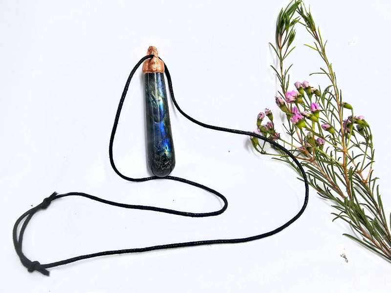 Labradorite Large Copper Pendant