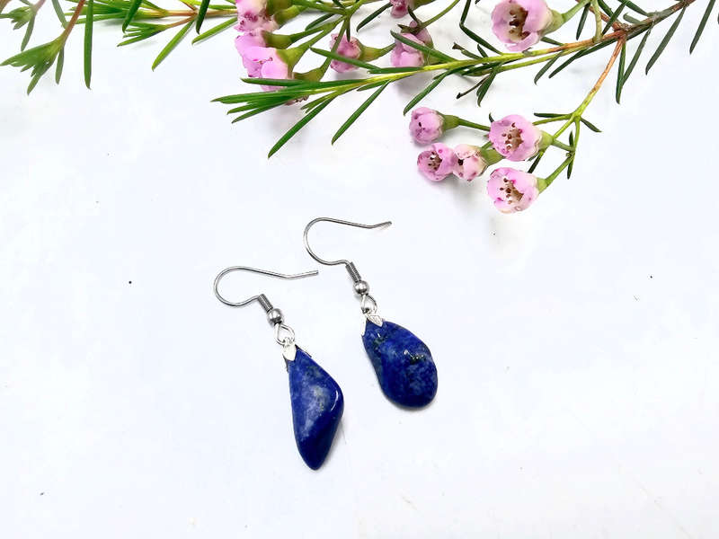 Lapis Lazuli Drop Earrings (Stainless Steel)