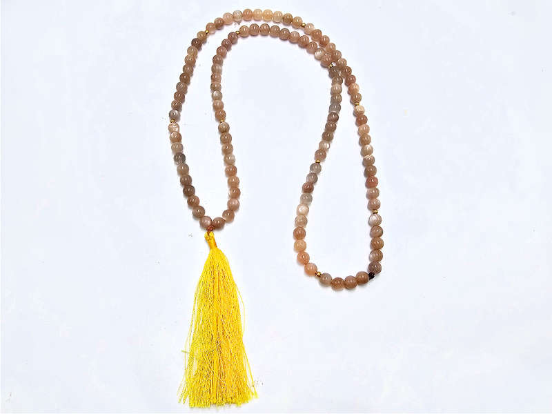 Peach Moonstone Mala Necklace