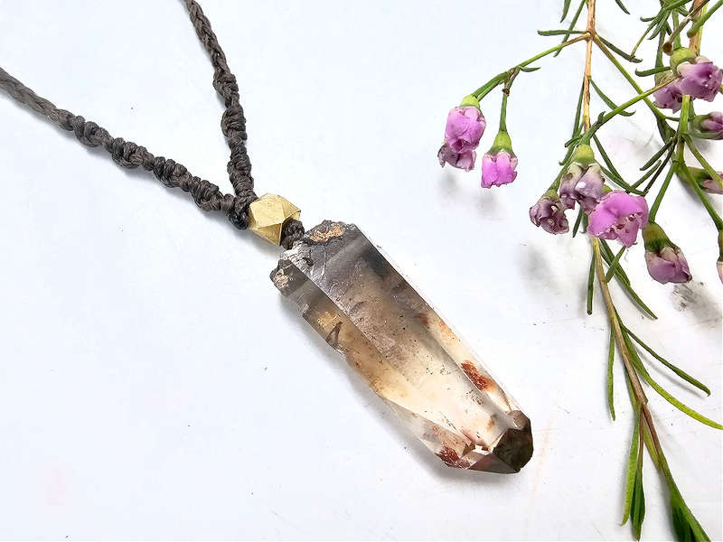 Smoky Quartz Point Macrame Necklace