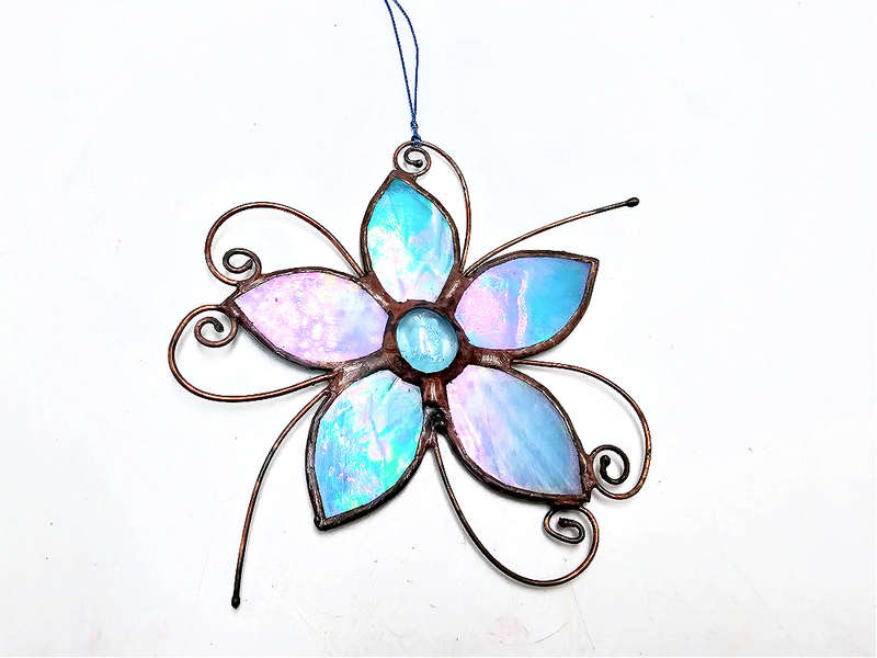 Stained Glass Flower Blue