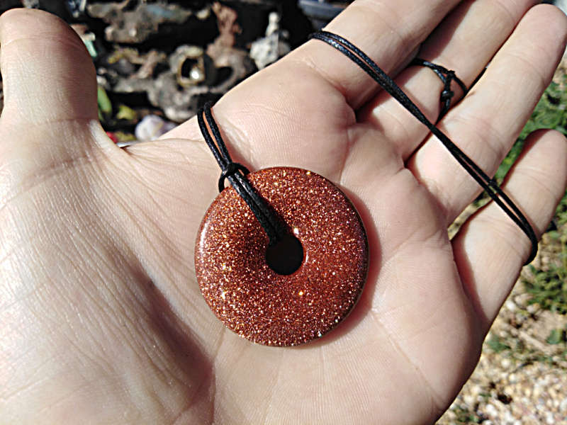 Gold Goldstone Pi Stone Necklace