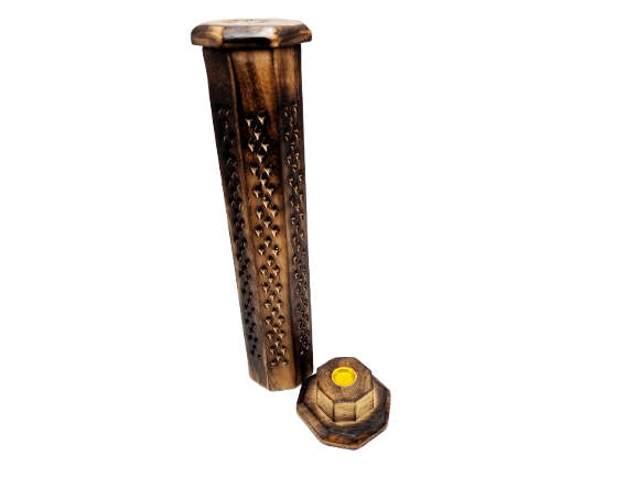 Vertical Wooden Incense Box (Round)